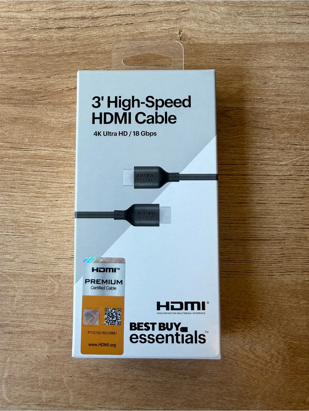 3’ High Speed HDMI Cable New In Box Best Buy Essentials